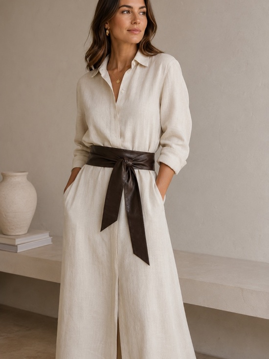 Brown Wrap Tie Obi Belt Wide Minimalist Waist Belt main image 5
